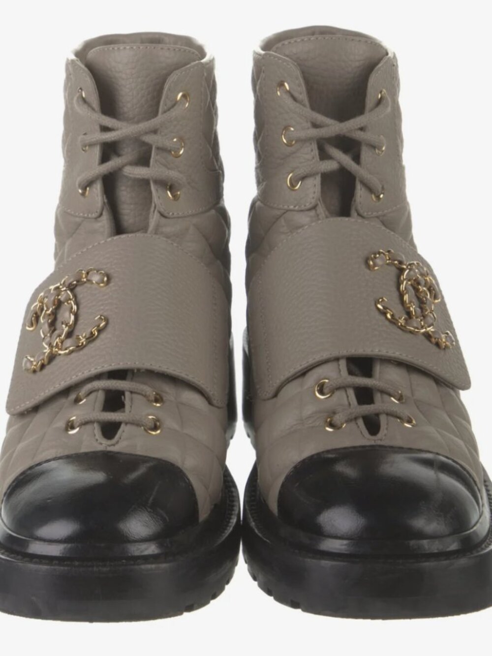 Chanel Leather Ankle Combat Boots: Size 9